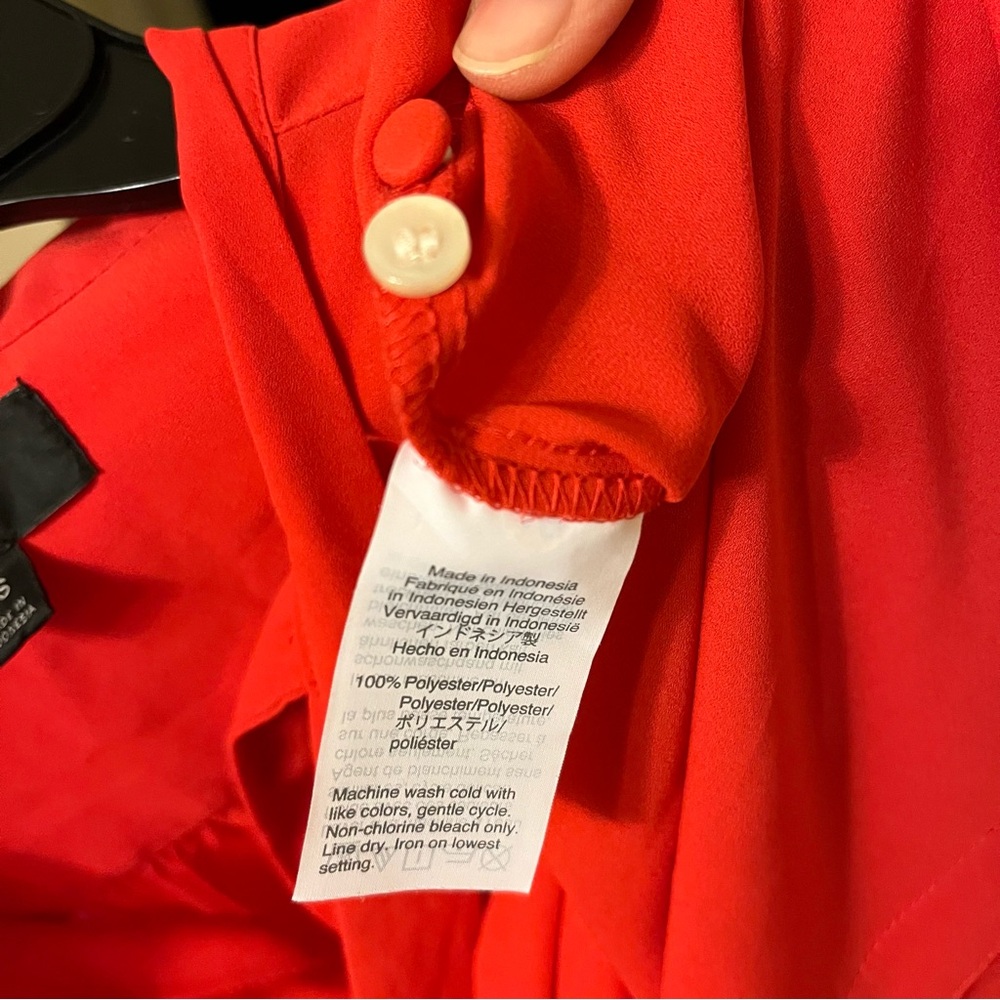 NWOT J. Crew Red Bow Tie Button Up Blouse XS - Picture 9 of 9
